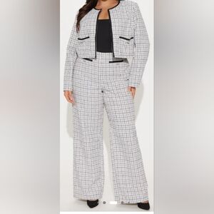 Elegant Women's Black and White Checkered Jacket